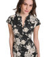 Women's Floral-Print Split-Neck Dress Черный Кремовый, 10 - фото #5