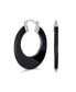 ფოტო #1 პროდუქტის Wide Flat Black Gemstone Large Oval Hoop Earrings Western Jewelry For Women Teen .925 Sterling Silver 1.5" Diameter
