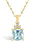 ფოტო #1 პროდუქტის Aquamarine (2 Ct. T.W.) and Diamond (1/10 Ct. T.W.) Pendant Necklace in 14K Yellow Gold