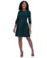 Фото #4 товара Petite Belted Pleated 3/4-Sleeve Dress