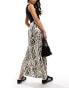 Miss Selfridge satin slip maxi skirt in animal print