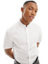 ASOS DESIGN slim sateen shirt with mandarin collar in white