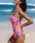 Women's Floral Square Neck Ruched One-Piece