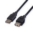Фото #1 товара ROLINE USB 2.0 Cable, Type A-A, M/F 1.8 m, 1.8 m, USB A, USB A, USB 2.0, Male/Female, Black