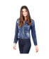 Фото #2 товара Women's Quilted Chambray Zipper Denim Moto Jacket