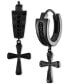 ფოტო #1 პროდუქტის Men's Icon Diamond (1/6 ct. t.w.) Cross Drop Earrings in Black-Plated Sterling Silver