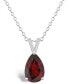 ფოტო #1 პროდუქტის Women's Garnet (3-1/3 ct.t.w.) and Diamond Accent Pendant Necklace in Sterling Silver