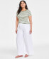 ფოტო #1 პროდუქტის Women's Linen-Blend High-Rise Wide-Leg Pants, Created for Macy's