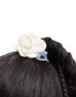 True Decadence satin rose hair scrunchie in light blue - фото #1