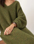 ASOS EDITION knitted v neck maxi dress in khaki green