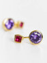 Фото #4 товара Image Gang Cici stainless steel 18k gold plated studs with ruby and amythest coured stones