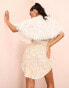 ASOS LUXE faux feather cape embellished mini dress in blush pink Hauchzartes Rosa, 34 - фото #2