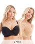Фото #2 товара Ivory Rose Fuller Bust 2 pack strapless bra in beige and black