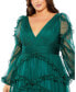 Фото #3 товара Women's Plus Size V Neck Ruffle Tiered Puff Sleeve Gown