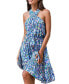 Women's Belted Watercolor Print Mini Beach Dress