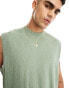 ASOS DESIGN oversized pique tank in light green