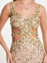 Starlet exclusive cut-out embellished maxi dress in gold