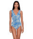 Фото #1 товара LAUREN Ralph Lauren Artisanal Woodblock Surplice One-Piece Swimsuit Size 12