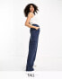 Фото #2 товара Object Tall textured denim cargo trouser in dark blue wash