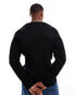 ASOS DESIGN essential muscle fit knitted rib v-neck jumper in black