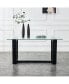 Фото #11 товара Glass Dining Table Large Modern Minimalist Rectangular for 6-8 with 0.4" Tempered Glass Tabletop and Black MDFTrapezoid Bracket, For Kitchen Dining Living Meeting Room Banquet Hall