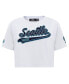 ფოტო #2 პროდუქტის Women's White Seattle Kraken Boxy Script Tail Cropped T-Shirt