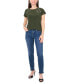 ფოტო #3 პროდუქტის Petite Cap-Sleeve Laced Grommet Tee