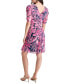 Фото #2 товара Платье DKNY женское с короткими рукавами и V-образным вырезом из шифона