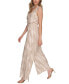 ფოტო #3 პროდუქტის Women's V-Neck Pleated Knit Blouson Jumpsuit