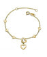 Фото #1 товара Kids 14K Gold Plated Double Halo Heart Dangle Charm Station Bracelet, Adjustable in Length