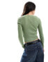 Фото #4 товара ASOS DESIGN fine gauge scoop neck jumper in rib in green