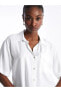 LCW Vision Düz Kısa Kollu Keten Karışımlı Kadın Gömlek