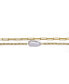 ფოტო #2 პროდუქტის 14k Yellow Gold Plated with Free-Form Genuine Freshwater Pearl Cable Rolo Chain Double Layer Bracelet in Sterling Silver