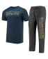 ფოტო #1 პროდუქტის Men's Heathered Charcoal, Navy Marquette Golden Eagles Meter T-shirt and Pants Sleep Set