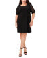 Фото #1 товара Plus Size Round-Neck Chiffon-Sleeve Swing Dress
