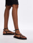 Фото #1 товара Topshop Jules leather minimal strappy flat sandals in black