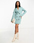 Фото #6 товара In The Style tailored double breasted blazer dress in turquoise