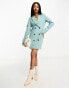 Фото #3 товара In The Style tailored double breasted blazer dress in turquoise