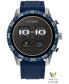 Unisex CZ Smart Wear OS Blue Silicone Strap Smart Watch 45mm