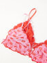 ASOS DESIGN 2 pack valentines lip scrunch triangle bra in red & pink