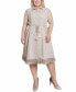 Фото #1 товара Plus Size Sleeveless Belted Fringed Dress