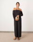 ASOS EDITION off shoulder structured column maxi dress with pockets in black