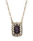 Gold-Tone and Amethyst Square Pendant Necklace