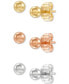 ფოტო #1 პროდუქტის 3-Pc. Set Polished Ball Stud Earrings in 14k Tricolor Gold