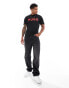 Hugo Dulivio logo t-shirt with red logo in black - BLACK