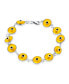 ფოტო #1 პროდუქტის Protection Good Luck Amulet Turkish Translucent Yellow Glass Bead Evil Eye Bracelet For Women Sterling Silver 7 Inch