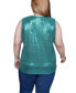 Plus Size Sleeveless Sequined Tank Top with Combo Banding