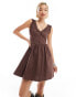 Фото #2 товара Glamorous shirred bust mini dress in chocolate