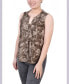 ფოტო #3 პროდუქტის Petite Sleeveless Jacquard Y-neck Top