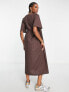 Фото #3 товара ASOS DESIGN wrap smock midi dress in chocolate